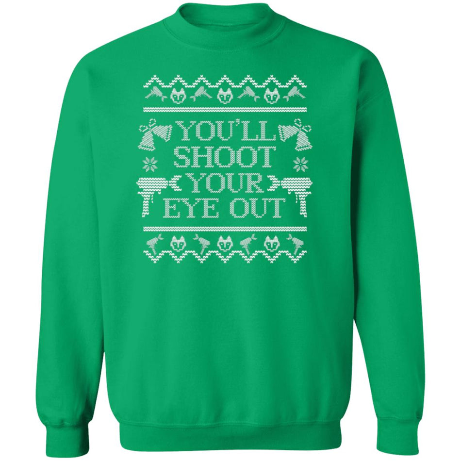 You'll Shoot Your Eye Out Spray Foam Christmas Sweater (White Design)